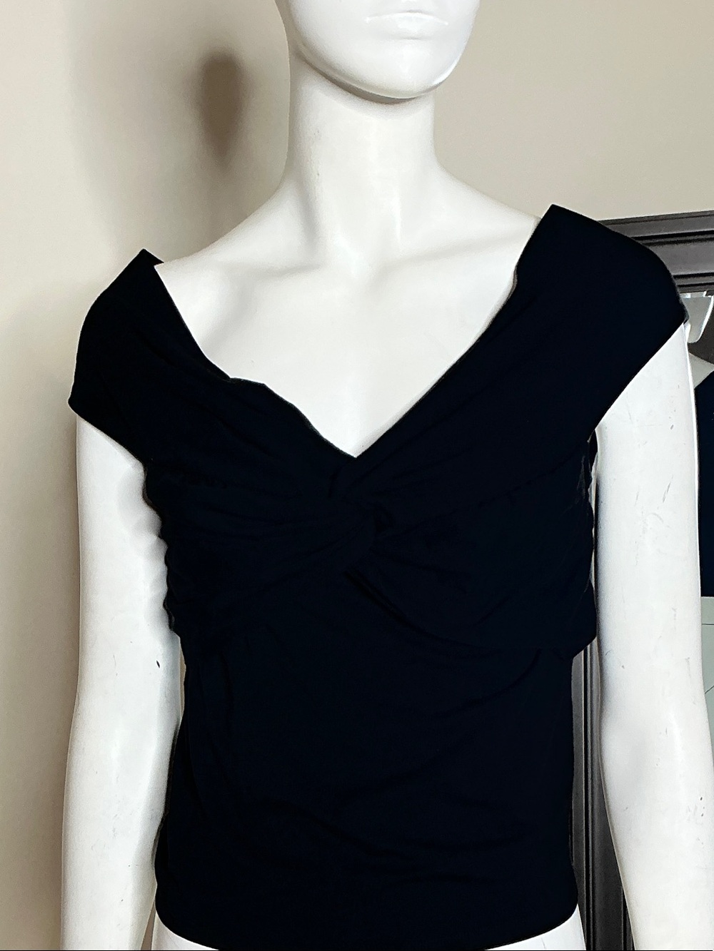 Reformation Black One-Shoulder Twist-Front Dress